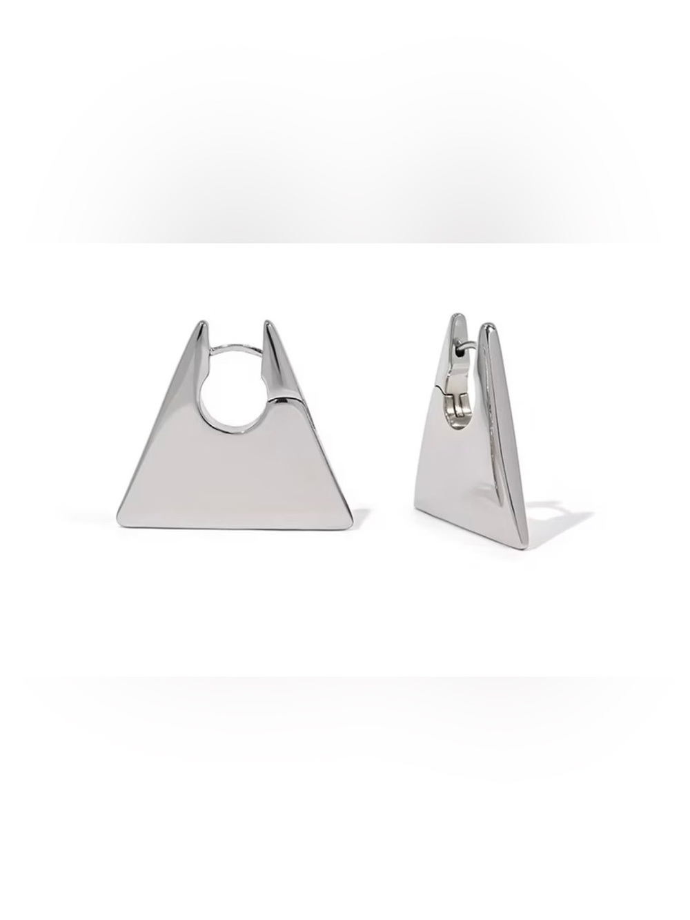 Modernist Silver Sculptural Triangle Earrings | Chunky Geometric Statement
